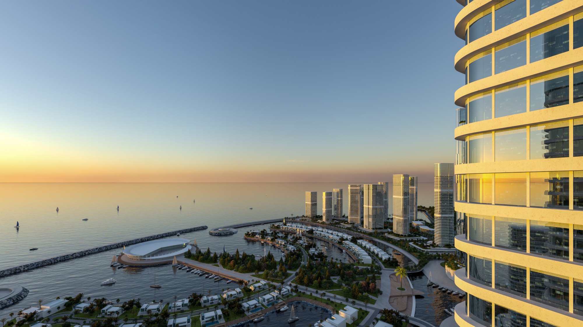 Ambassadori Island Batumi — island boulevard and gardens, the island district of ONE PENINSULA by HOLM Developments